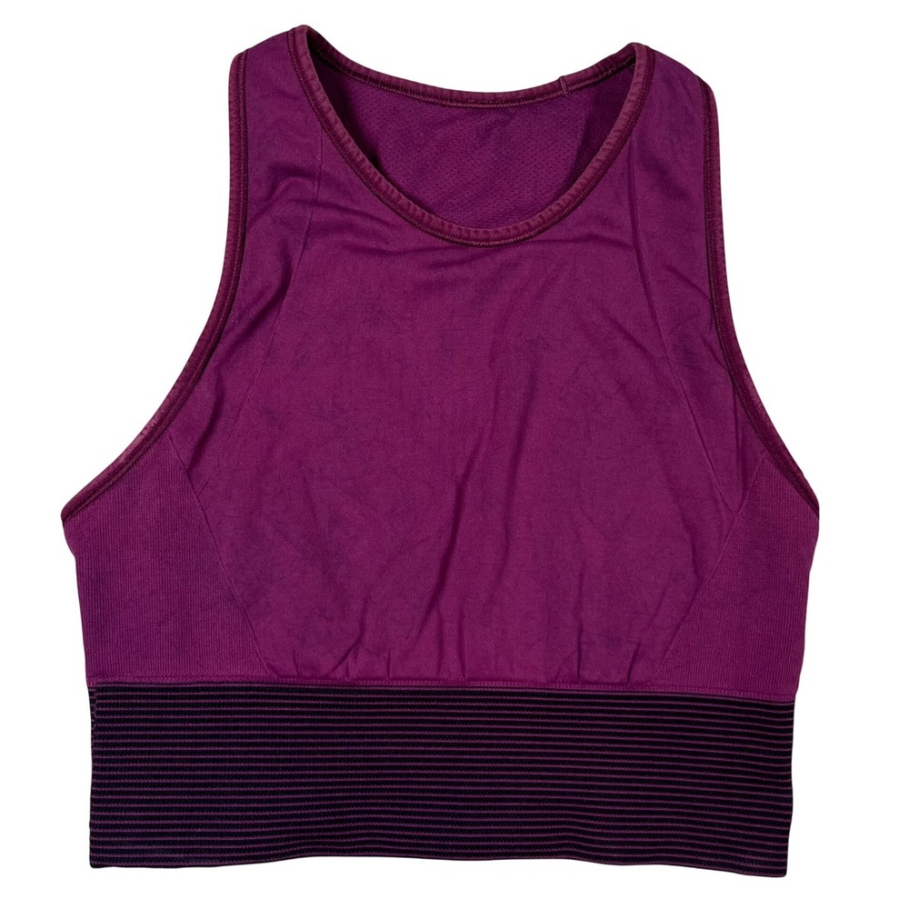 Lululemon Ebb to Train Bra Womens 6 Marvel Black High Neck Racerback Ribbed Hem